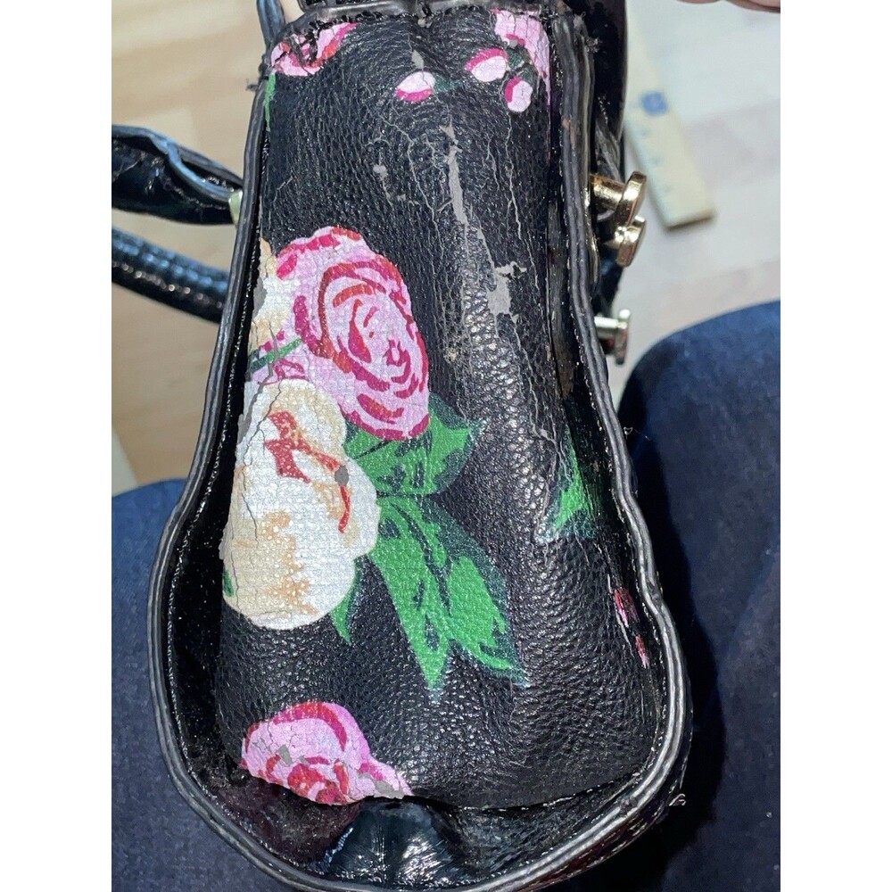 Betsey Johnson Small black Bow handbag Flower Pattern - Picture 12 of 13